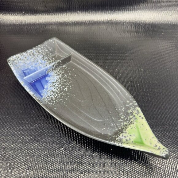 Kotobuki Stoneware Chip And Dip Canoe Trinket Tray Dish Ship Boat Dish Marked - Picture 13 of 13